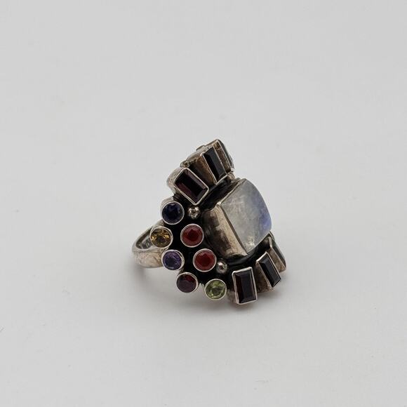 Nicky Butler Ring sz 6 Sterling Silver 925 Rainbow Moonstone India Boho 238/800 - Picture 3 of 14